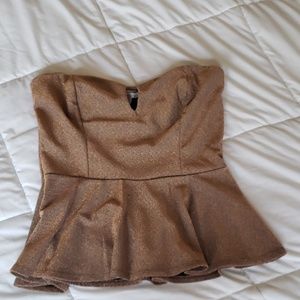 Bronze strapless top